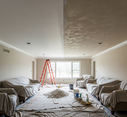 Popcorn ceiling removal service transforming a residential ceiling