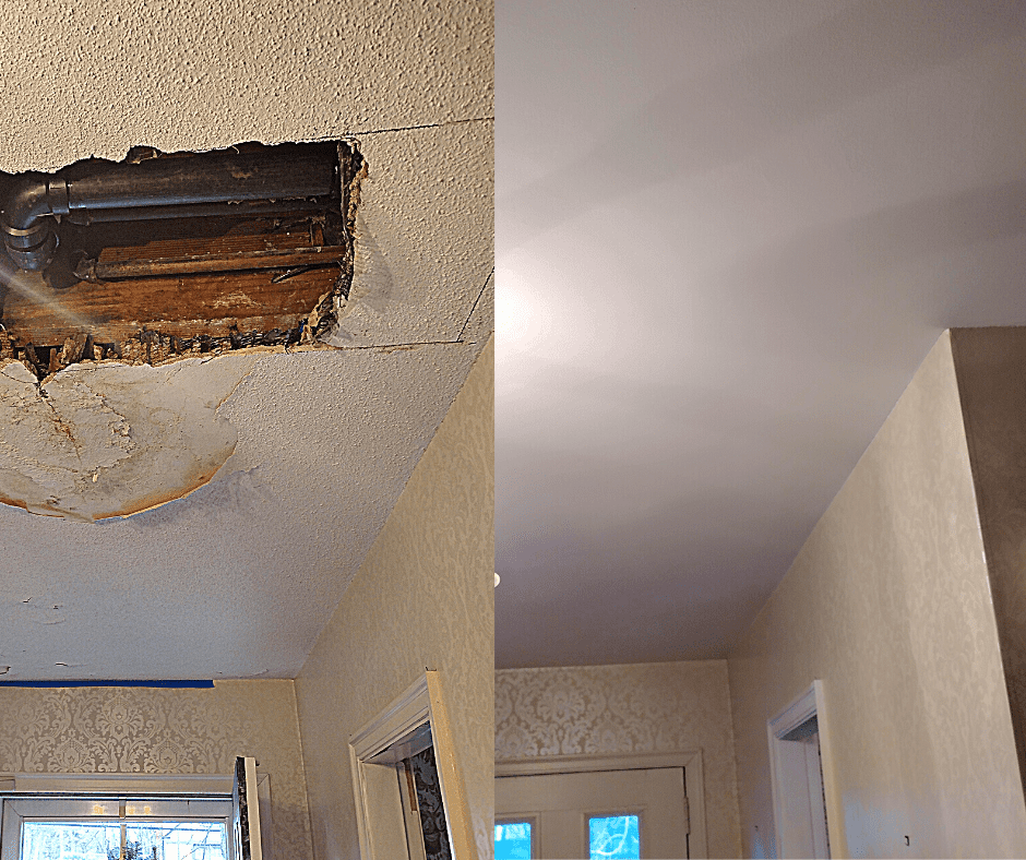 Drywall repair service showing professional drywall patch repair and crack fixing